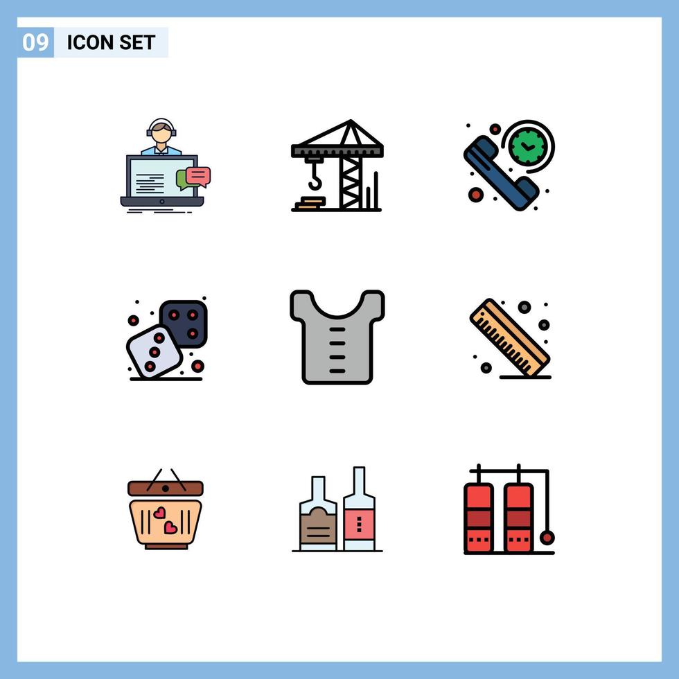 Universal Icon Symbols Group of 9 Modern Filledline Flat Colors of baby games call dices time Editable Vector Design Elements