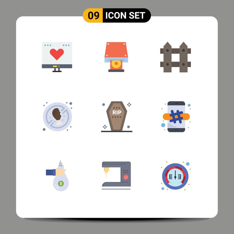 9 Thematic Vector Flat Colors and Editable Symbols of casket food disk rom diet nature Editable Vector Design Elements