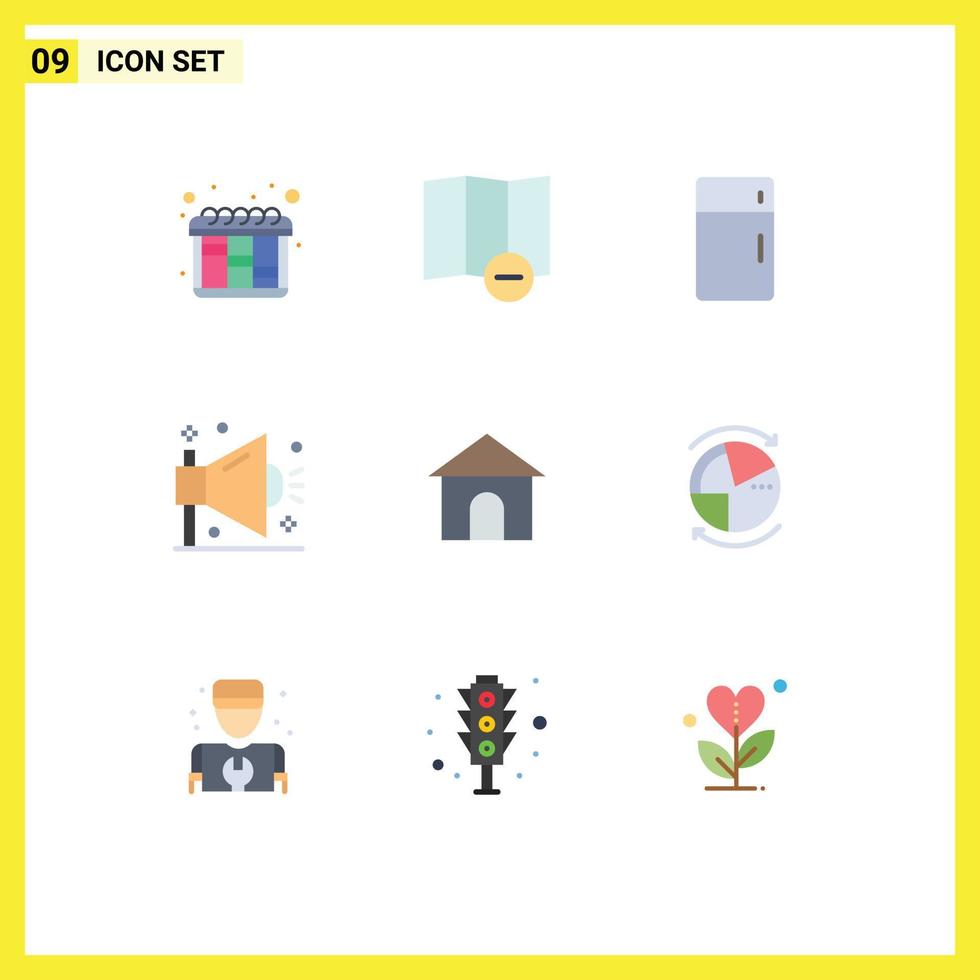 Modern Set of 9 Flat Colors and symbols such as house building home shout optimization Editable Vector Design Elements