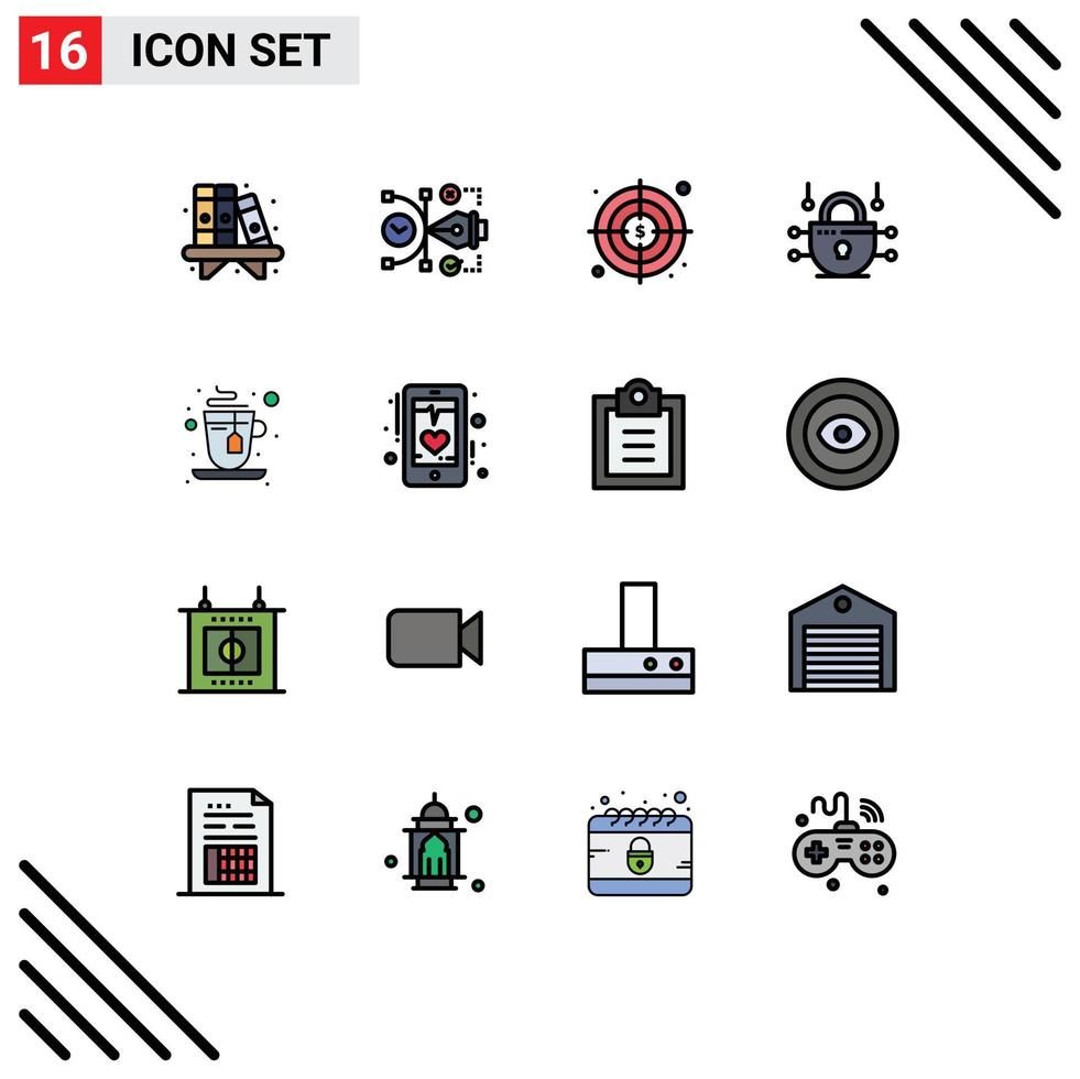 16 Creative Icons Modern Signs and Symbols of tea cup editable network security internet Editable Creative Vector Design Elements