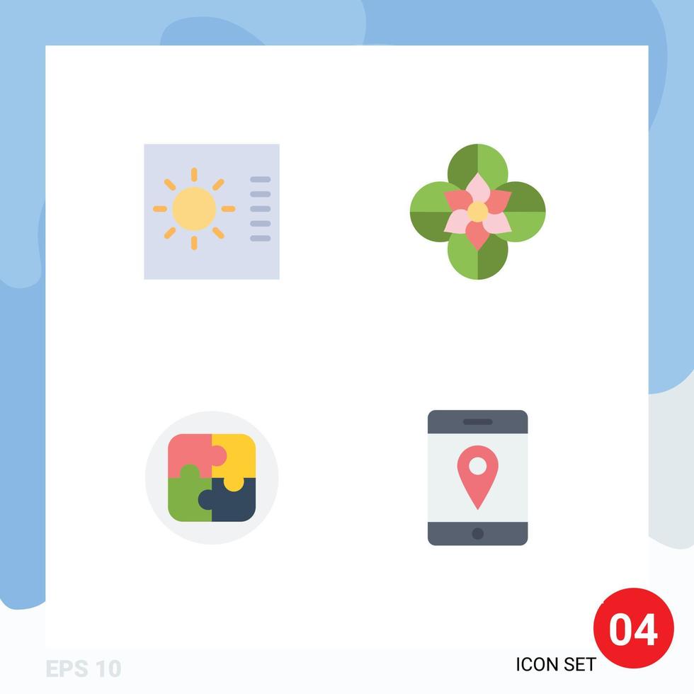 Universal Icon Symbols Group of 4 Modern Flat Icons of control planning anemone spring flower location Editable Vector Design Elements