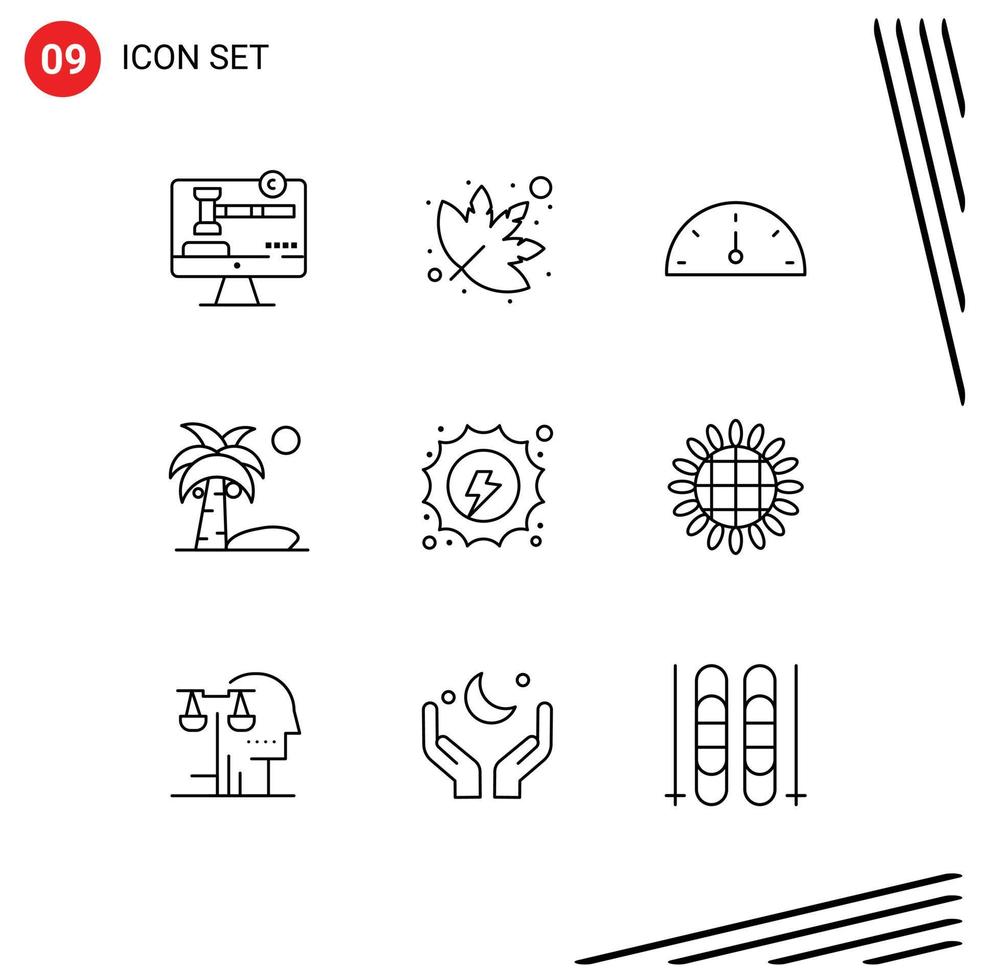 9 Thematic Vector Outlines and Editable Symbols of hydropower energy gauge electrical plant Editable Vector Design Elements