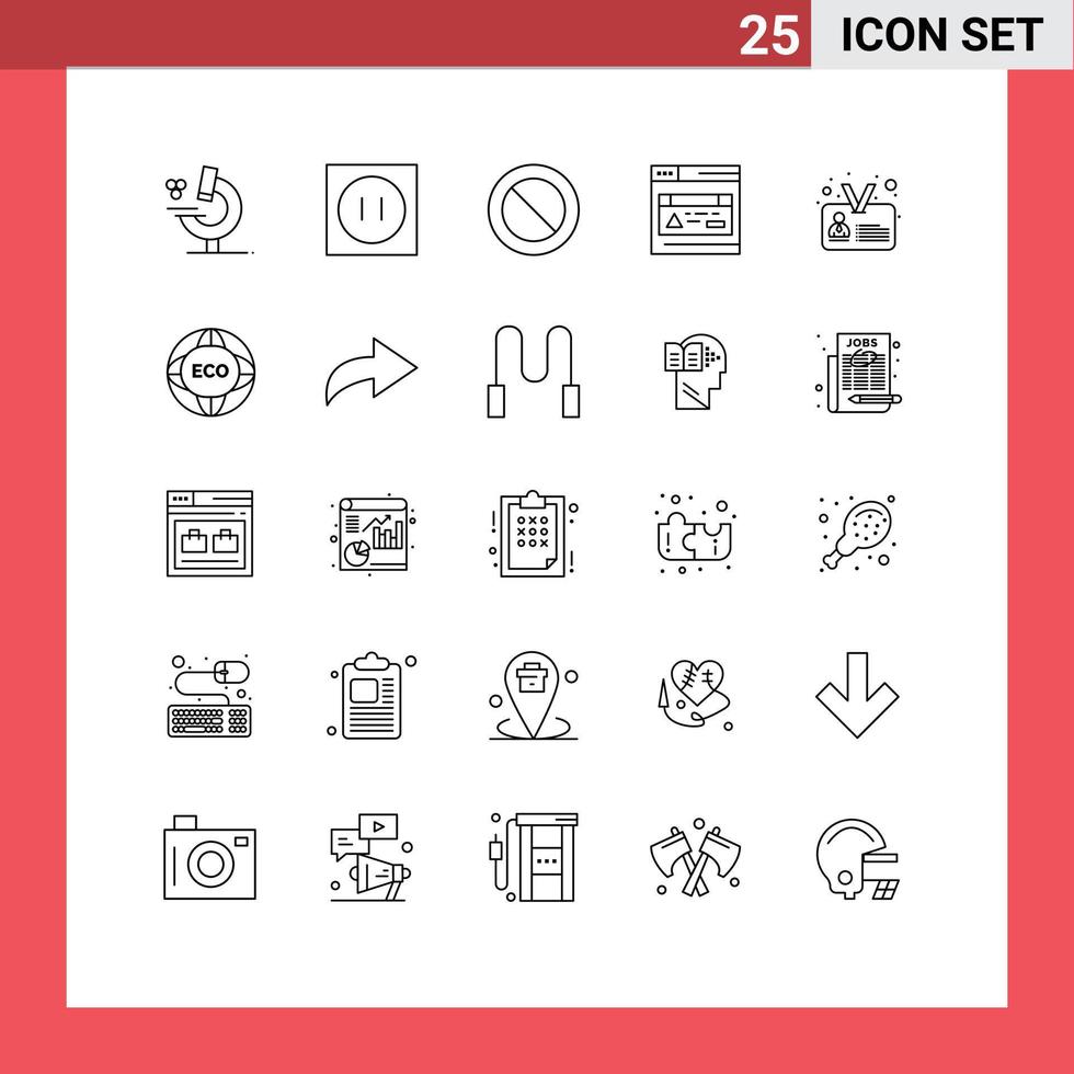 Universal Icon Symbols Group of 25 Modern Lines of environment identity basic identification webpage Editable Vector Design Elements