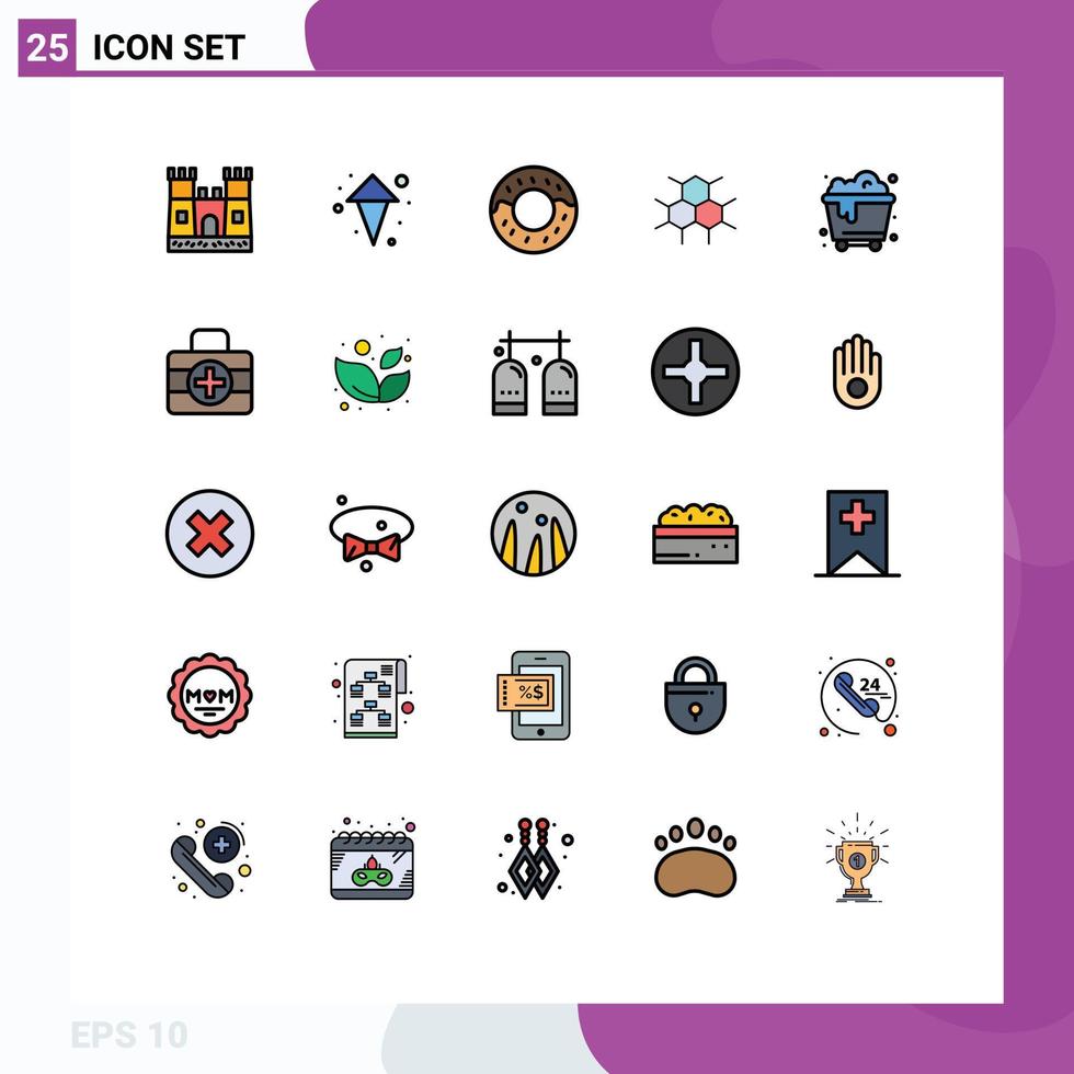 Stock Vector Icon Pack of 25 Line Signs and Symbols for ic medical kit molecular waste pollution Editable Vector Design Elements