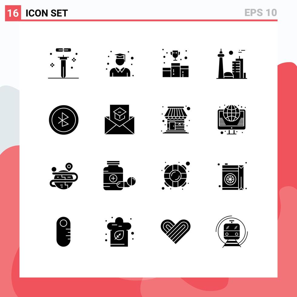 16 Creative Icons Modern Signs and Symbols of famous city canada school building medal Editable Vector Design Elements
