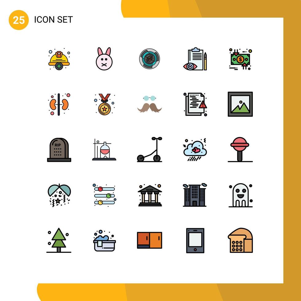 25 Universal Filled line Flat Color Signs Symbols of checklist quality control complexity maze labyrinth Editable Vector Design Elements