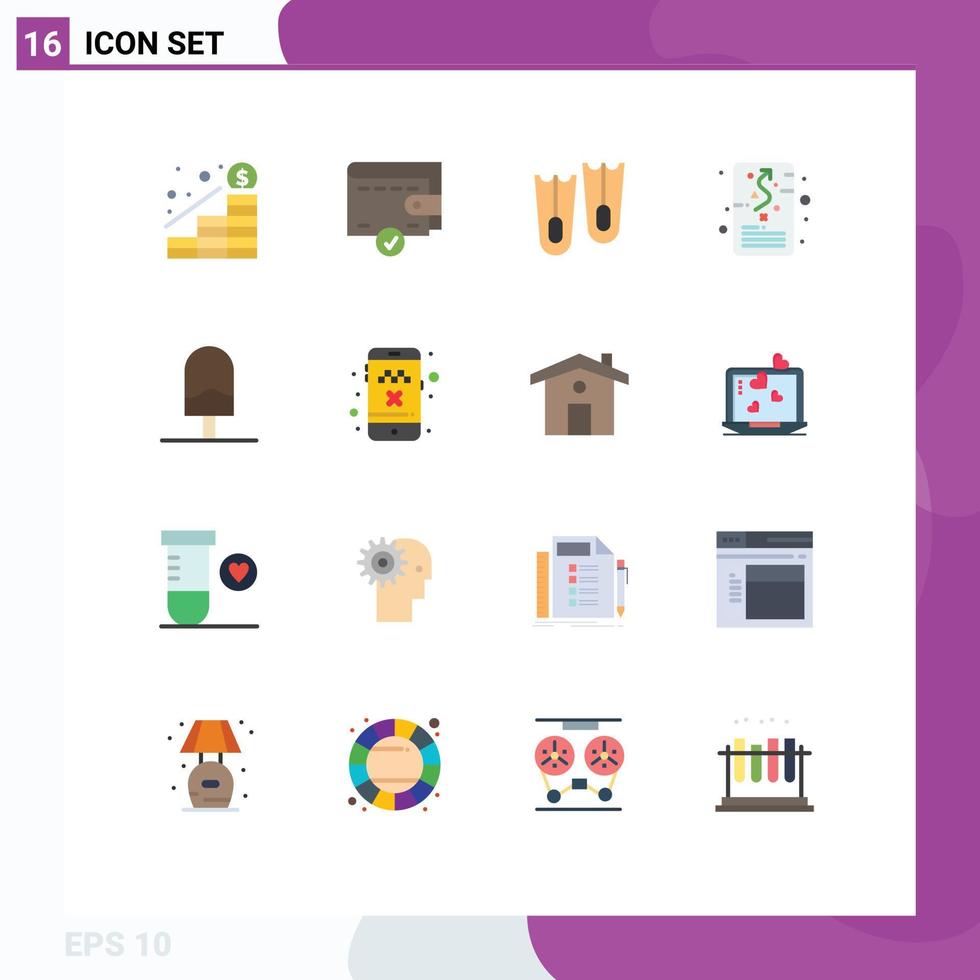 16 User Interface Flat Color Pack of modern Signs and Symbols of food and flippers strategic plan Editable Pack of Creative Vector Design Elements