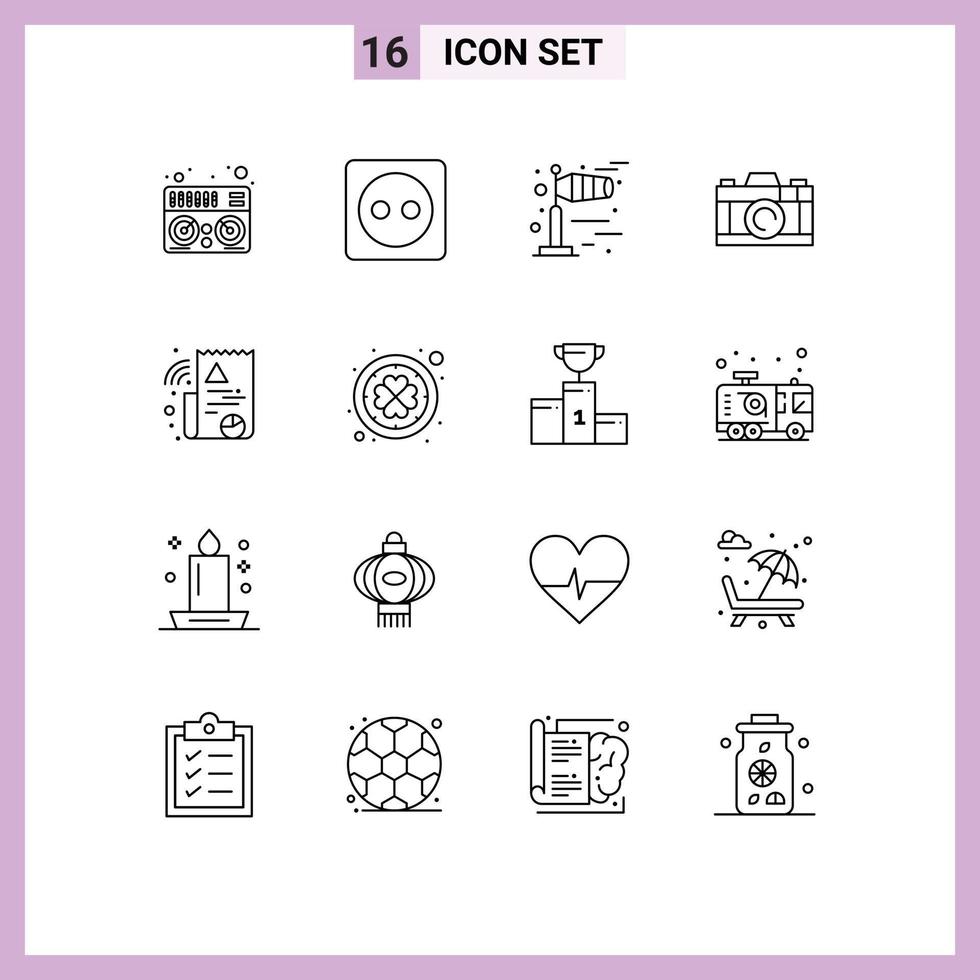 User Interface Pack of 16 Basic Outlines of irish file weather graph photo Editable Vector Design Elements