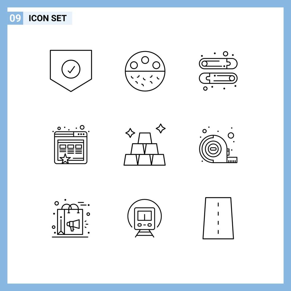 Set of 9 Modern UI Icons Symbols Signs for money finance strength marketing bookmark Editable Vector Design Elements