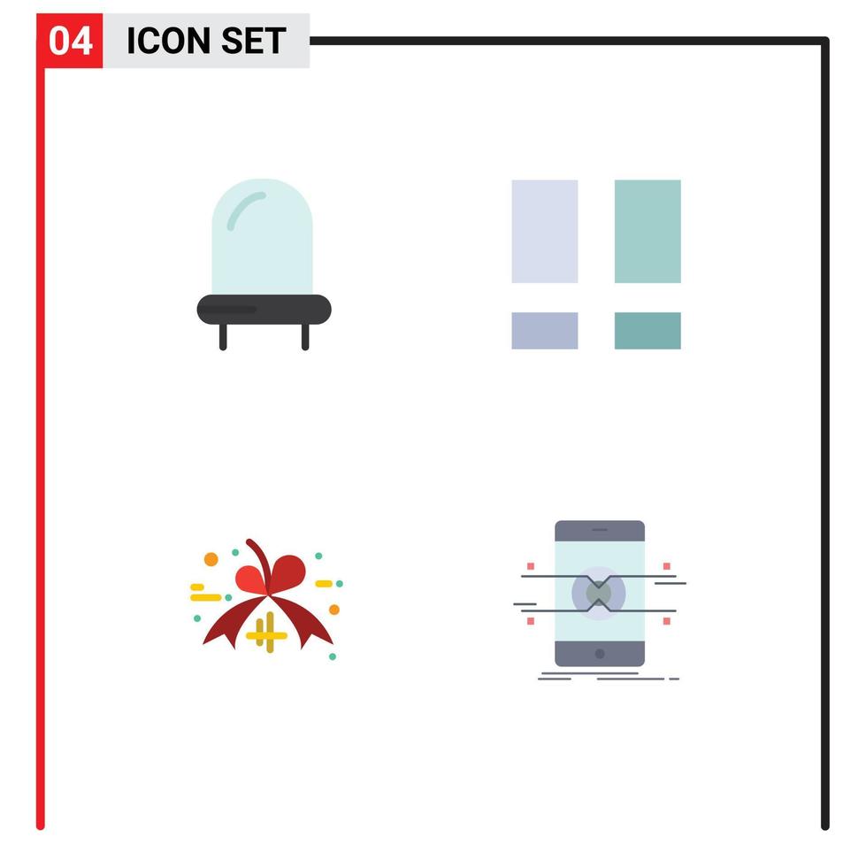 Mobile Interface Flat Icon Set of 4 Pictograms of diode black friday tag collage photo interface Editable Vector Design Elements