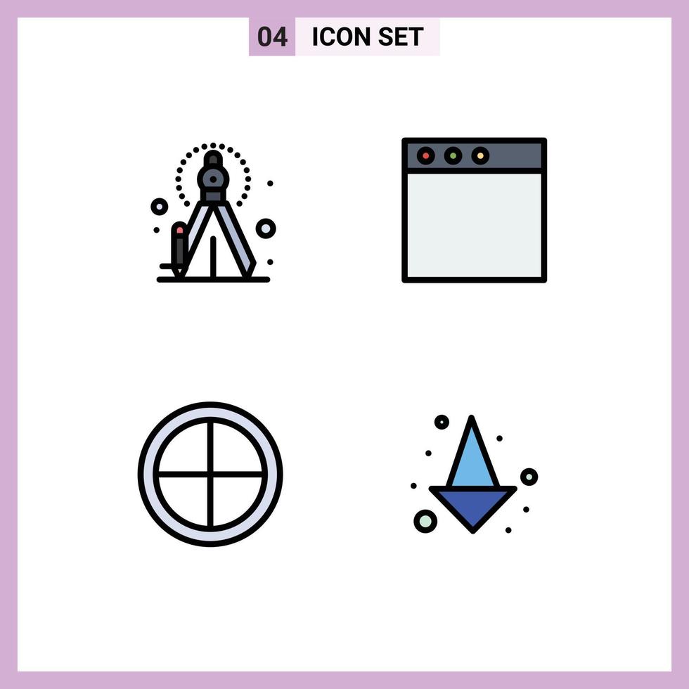 Filledline Flat Color Pack of 4 Universal Symbols of precision soldier app army arrow Editable Vector Design Elements