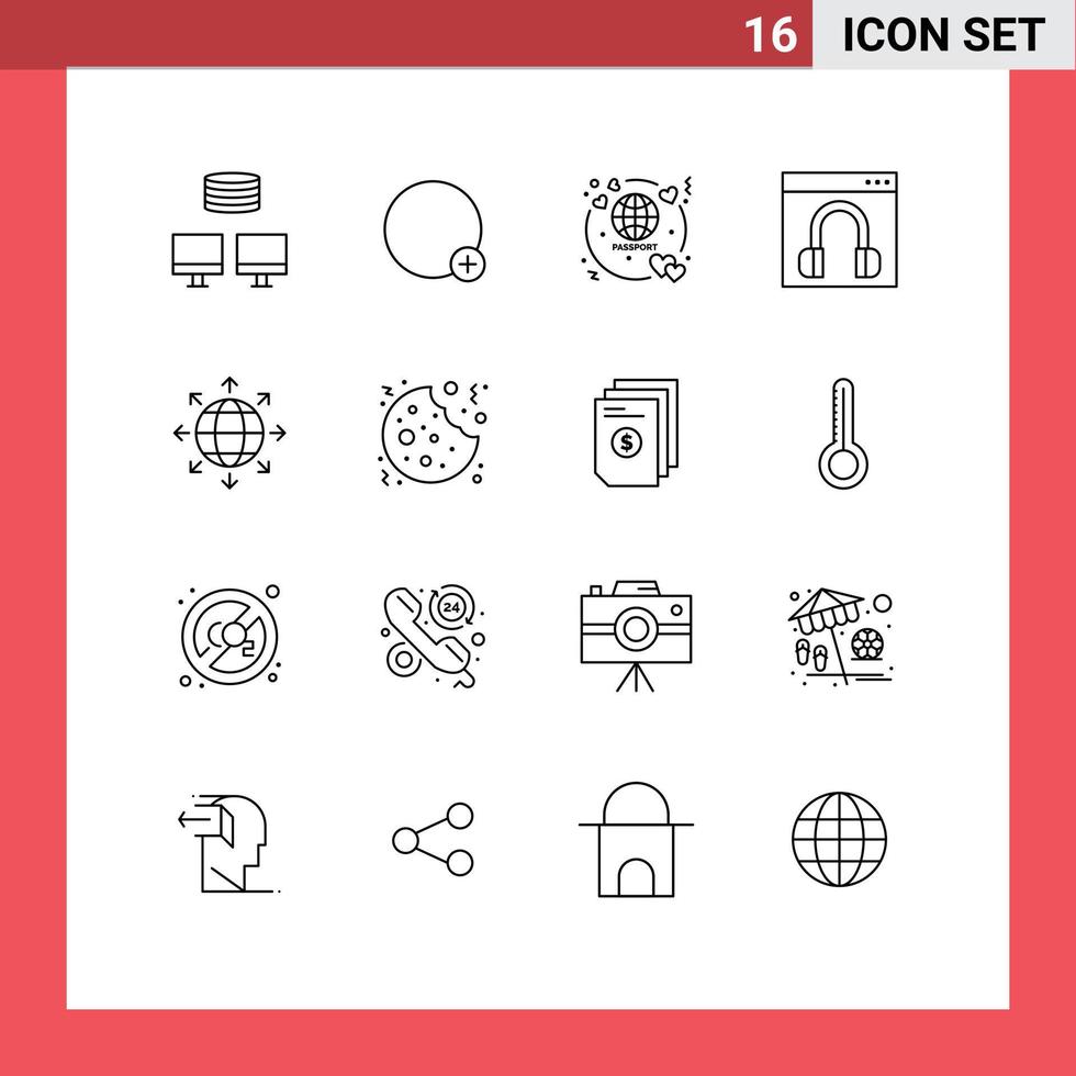 16 Creative Icons Modern Signs and Symbols of global online passport help contact Editable Vector Design Elements