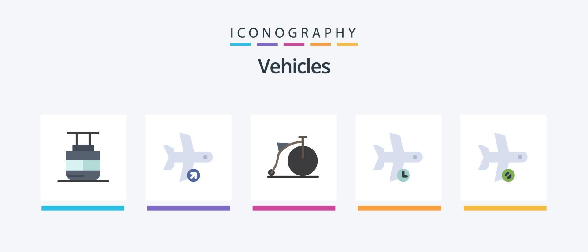 Paquete de 5 iconos planos de vehículos que incluye transporte. avión. transporte. vuelo. rueda. diseño de iconos creativos vector
