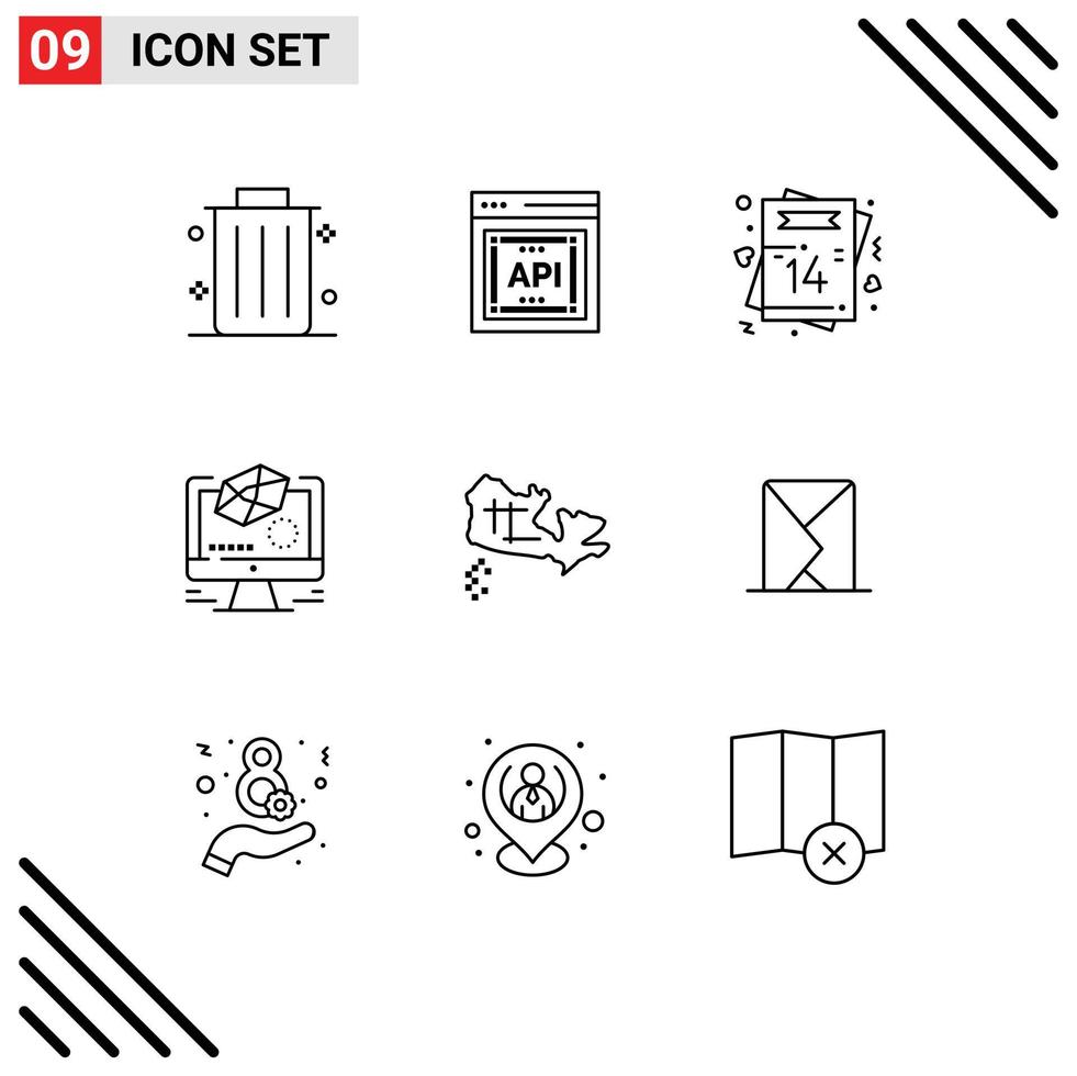 9 Thematic Vector Outlines and Editable Symbols of map drawing invite modeling animation Editable Vector Design Elements