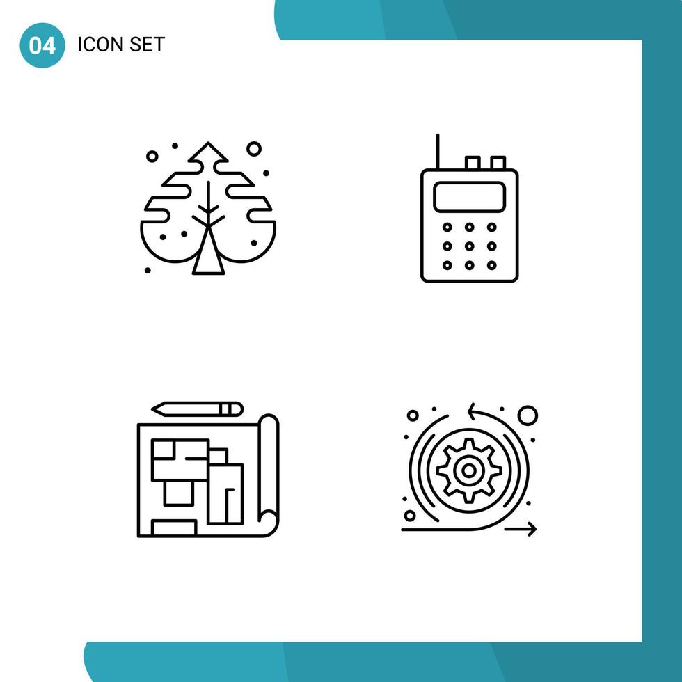 4 Creative Icons Modern Signs and Symbols of plant building process walkie talkie agile Editable Vector Design Elements