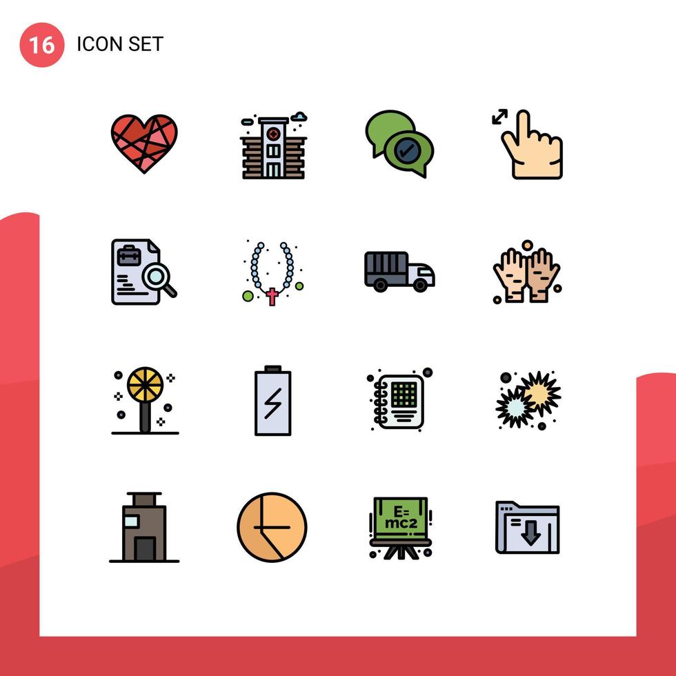 paquete de iconos de vectores de stock de 16 signos y símbolos de línea para elementos de diseño de vectores creativos editables de gesto de zoom de chat de trabajadores de búsqueda