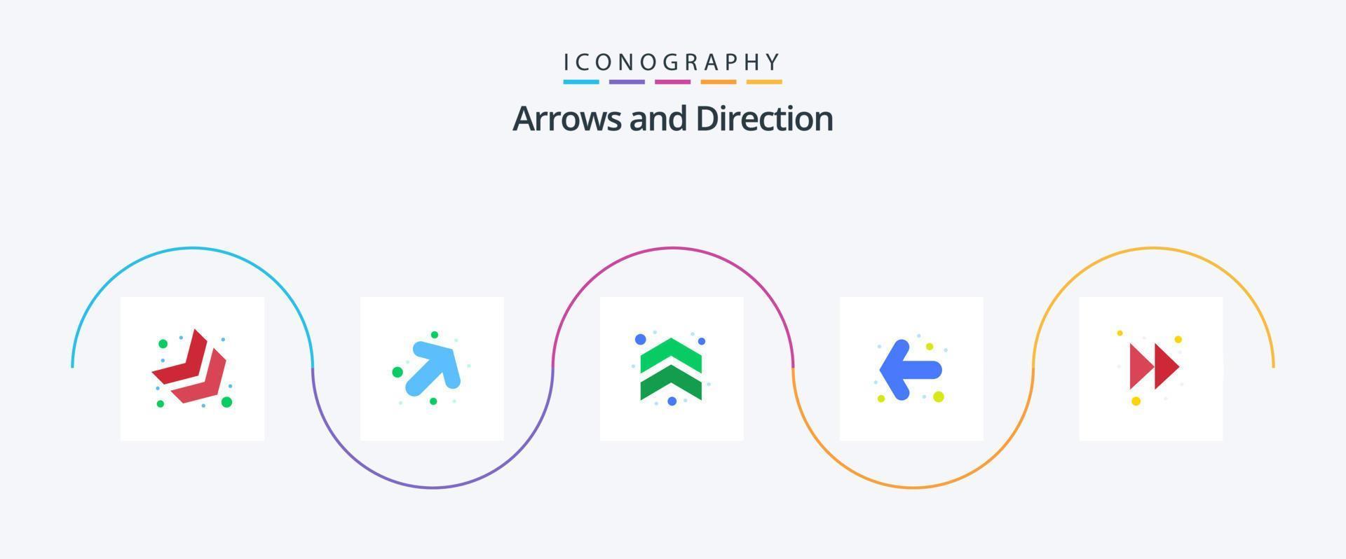 paquete de iconos de flecha plana 5 que incluye. derecho. hasta. adelante. izquierda vector