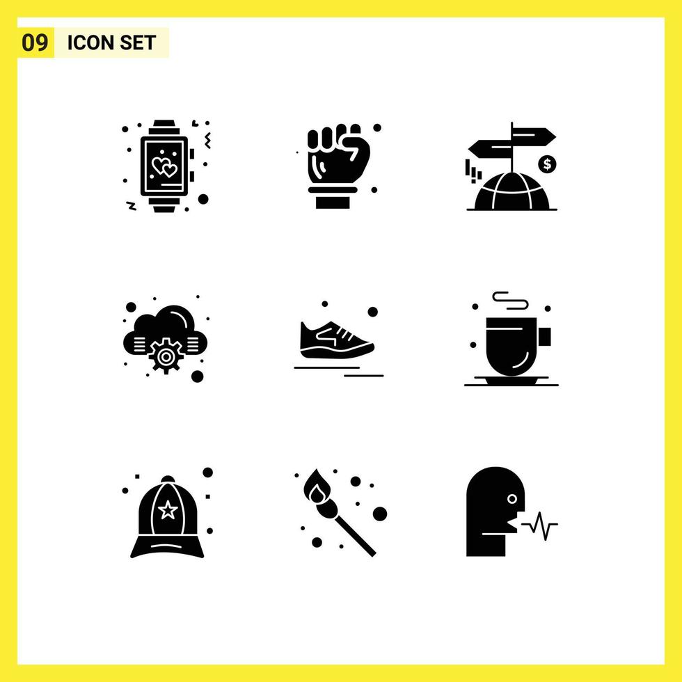 Universal Icon Symbols Group of 9 Modern Solid Glyphs of sport online spanner computing marketing Editable Vector Design Elements