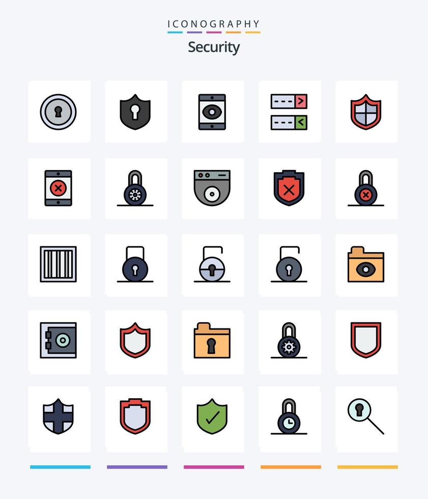 Creative Security 25 Line FIlled icon pack  Such As lock. locked. virus. security. antivirus vector
