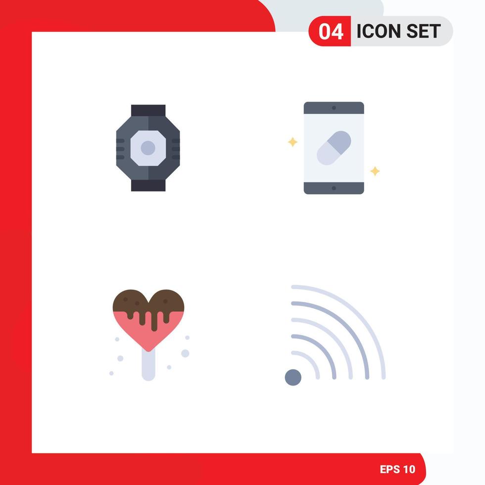 User Interface Pack of 4 Basic Flat Icons of airlock pills module health ice sweet Editable Vector Design Elements