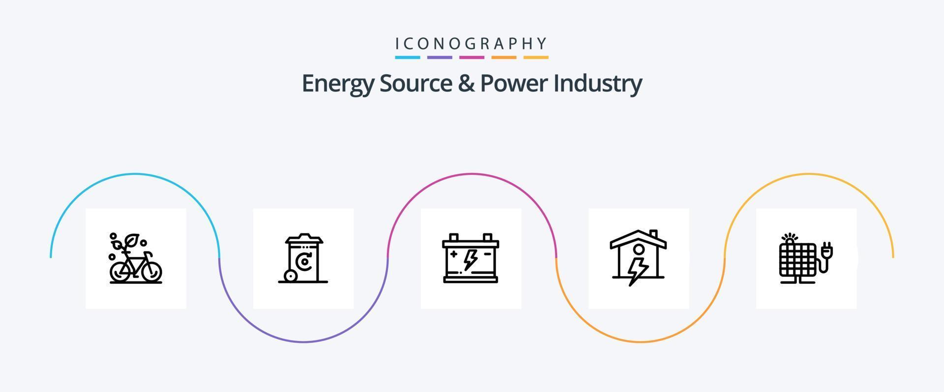 Energy Source And Power Industry Line 5 Icon Pack Including energy. enrgy. recycilben. house. car vector