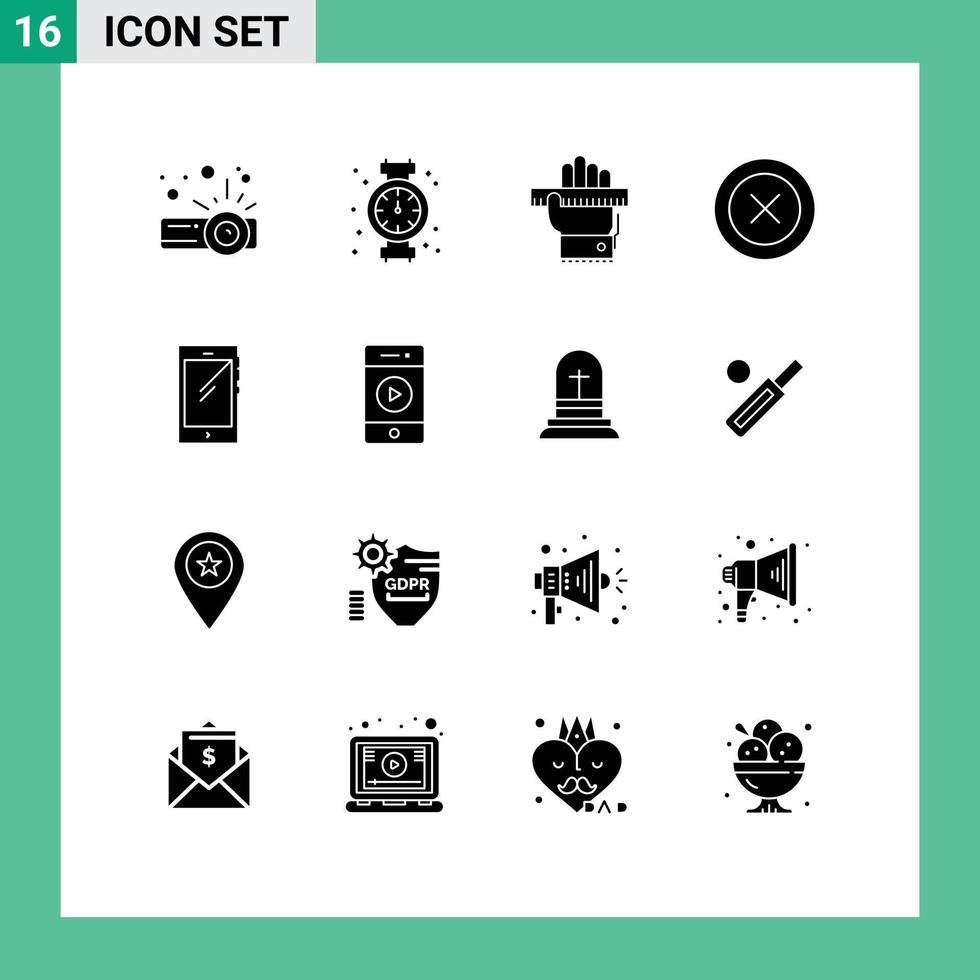 16 Creative Icons Modern Signs and Symbols of smart phone wireframe hand ux layout Editable Vector Design Elements