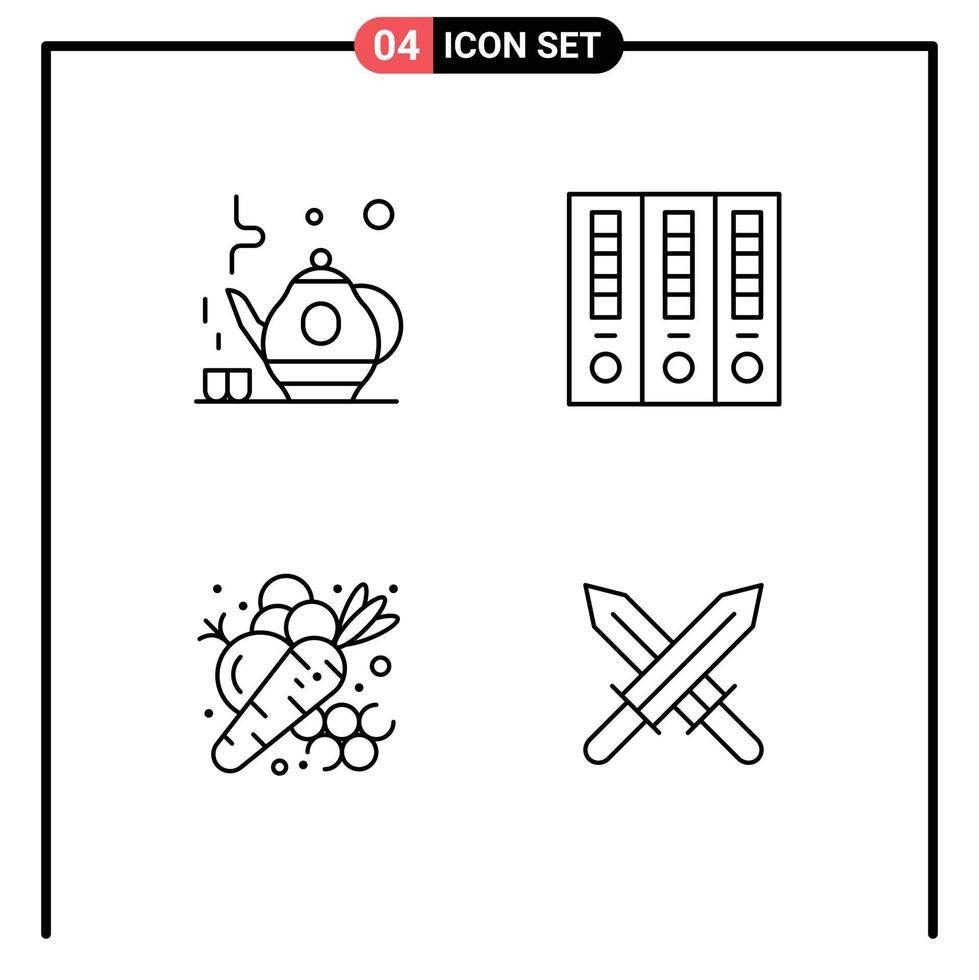 Universal Icon Symbols Group of 4 Modern Filledline Flat Colors of tea farm archive finance vegetable Editable Vector Design Elements