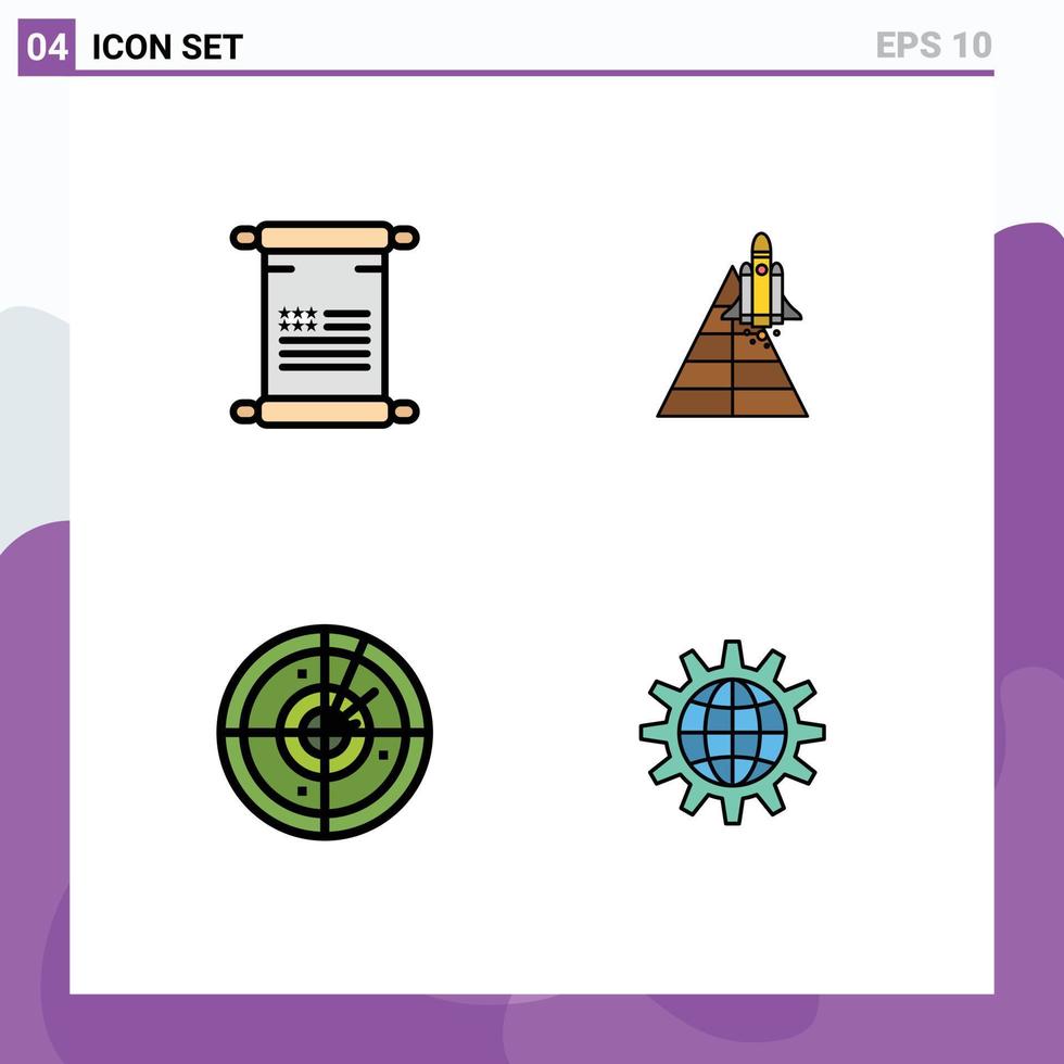 4 Creative Icons Modern Signs and Symbols of scroll area usa aircraft signaling Editable Vector Design Elements