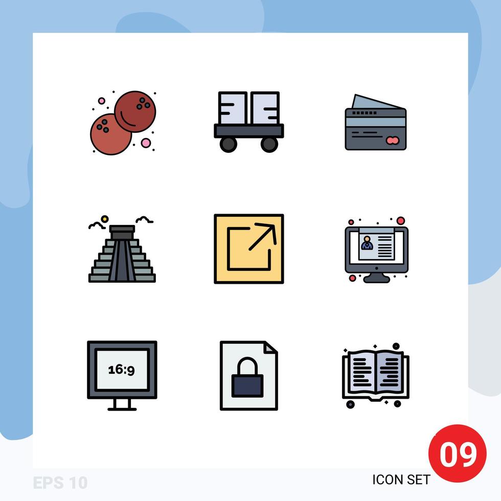 Universal Icon Symbols Group of 9 Modern Filledline Flat Colors of link usa card american building Editable Vector Design Elements