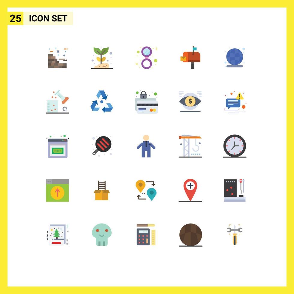 Flat Color Pack of 25 Universal Symbols of global postoffice bathroom mail box mail Editable Vector Design Elements