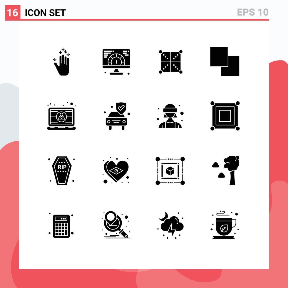 Pictogram Set of 16 Simple Solid Glyphs of employee swap coding layers rule Editable Vector Design Elements