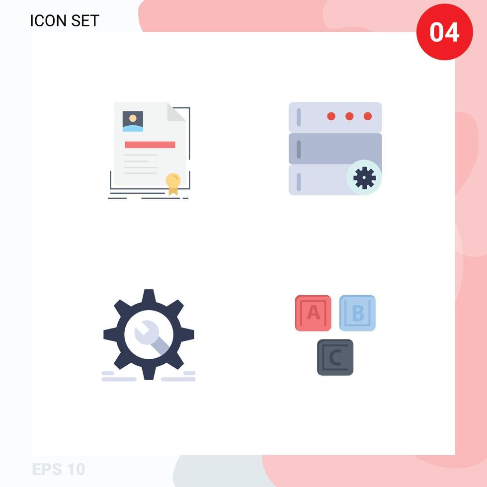 4 Thematic Vector Flat Icons and Editable Symbols of contract cog agreement options wrench Editable Vector Design Elements