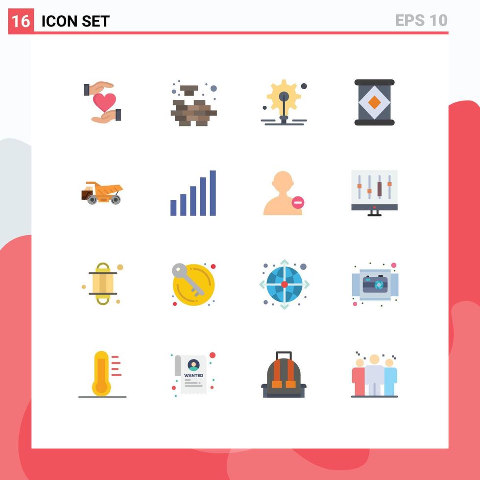 16 Thematic Vector Flat Colors and Editable Symbols of transport truck solving milk canned Editable Pack of Creative Vector Design Elements