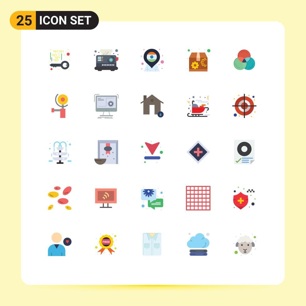 Set of 25 Modern UI Icons Symbols Signs for color seo toaster package india Editable Vector Design Elements