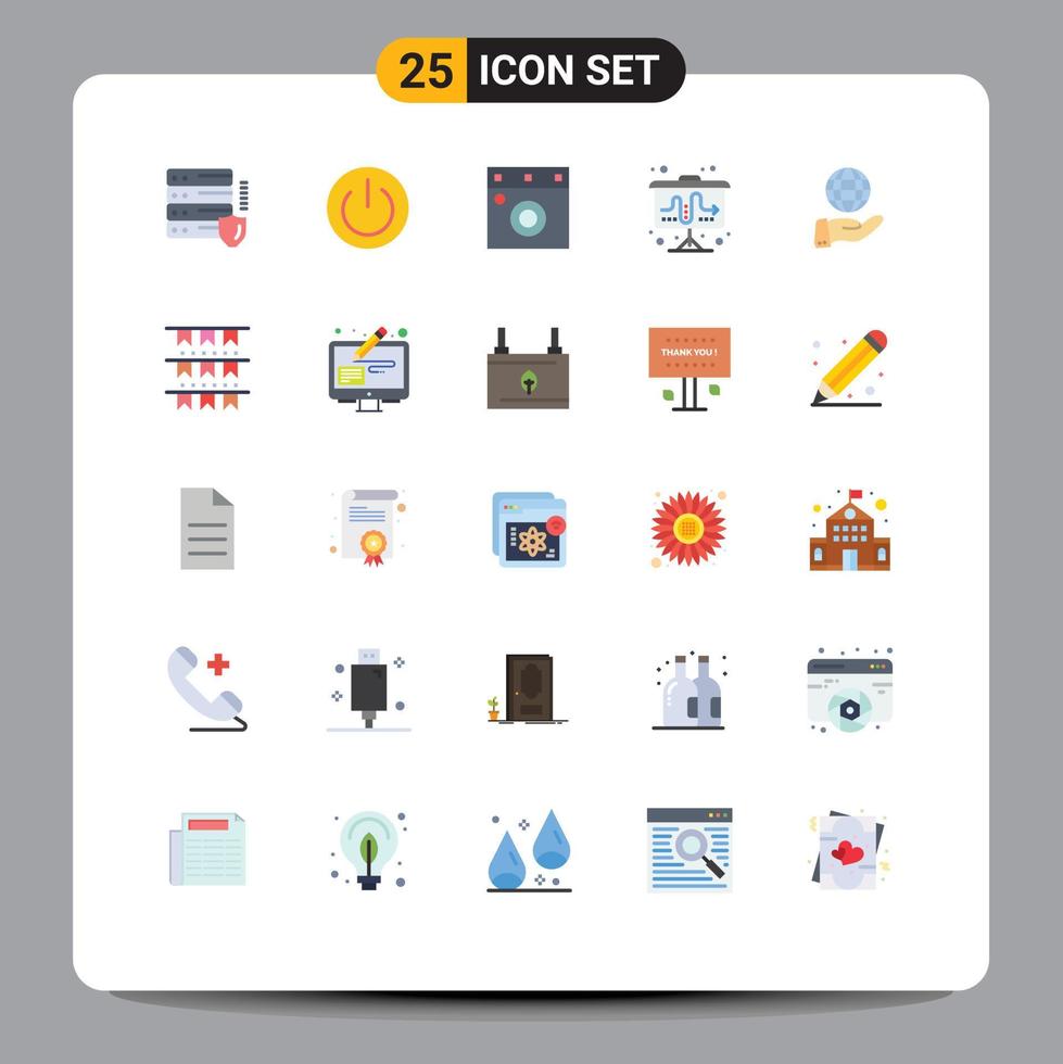 25 Universal Flat Color Signs Symbols of global tactic power strategy flipchart Editable Vector Design Elements