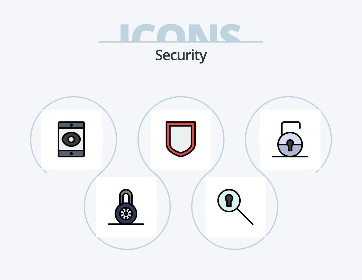 paquete de iconos lleno de línea de seguridad 5 diseño de iconos. . advertencia. proteger. blindaje. carpeta vector