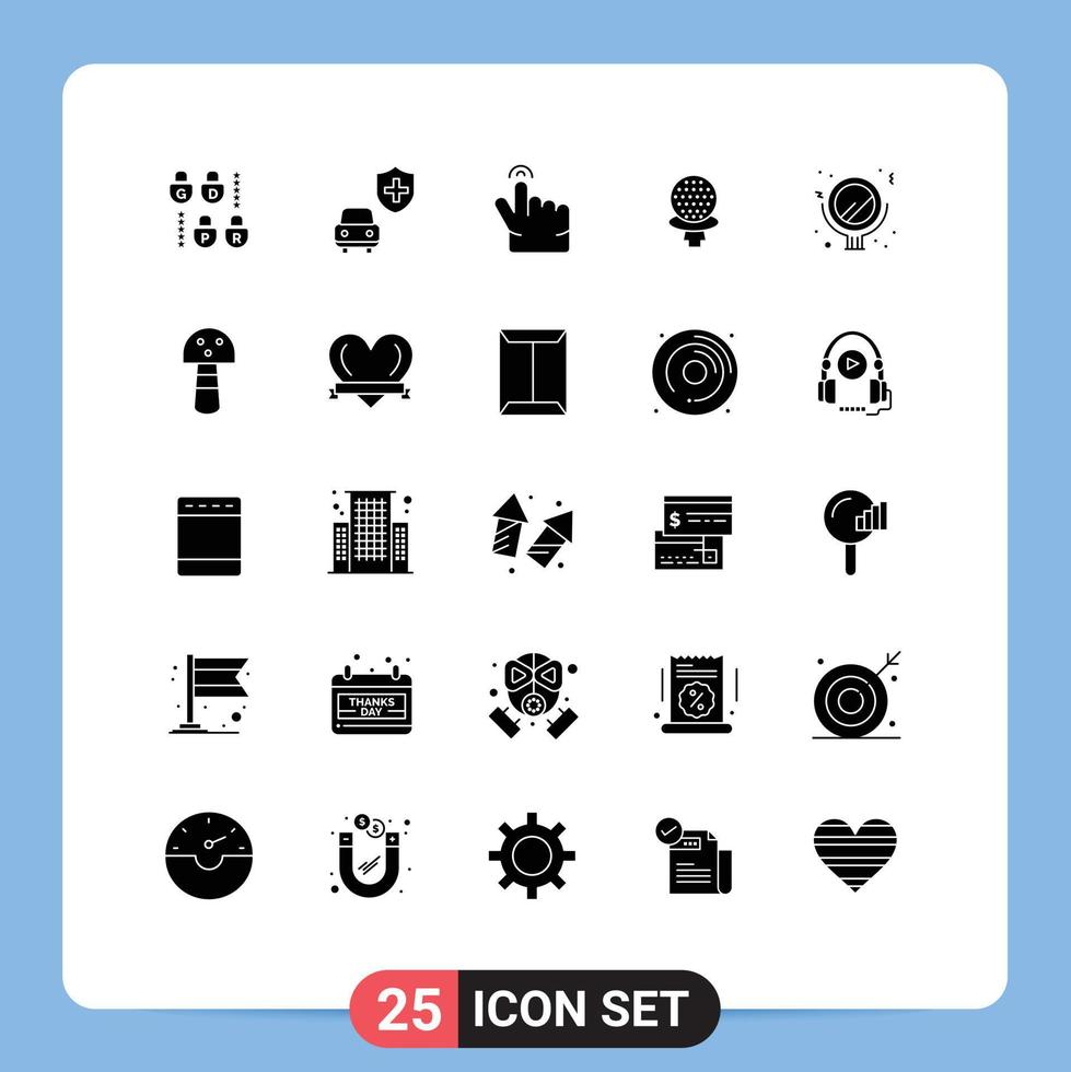 25 Universal Solid Glyphs Set for Web and Mobile Applications mushroom mirror touch makeup hotel Editable Vector Design Elements