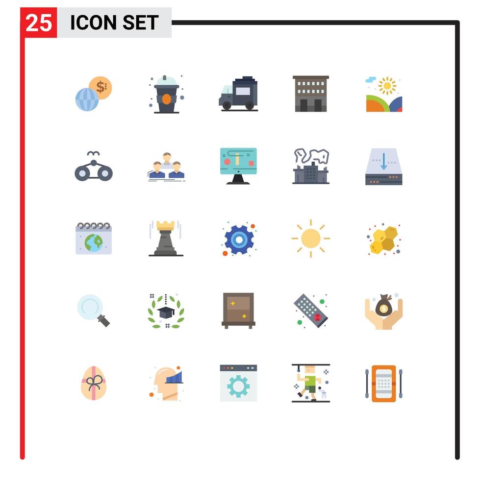 conjunto de 25 iconos modernos de la interfaz de usuario signos de símbolos para la agricultura tienda frontal autobús edificios minoristas elementos de diseño vectorial editables vector