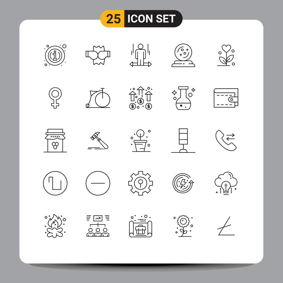User Interface Pack of 25 Basic Lines of flower spell man october halloween Editable Vector Design Elements
