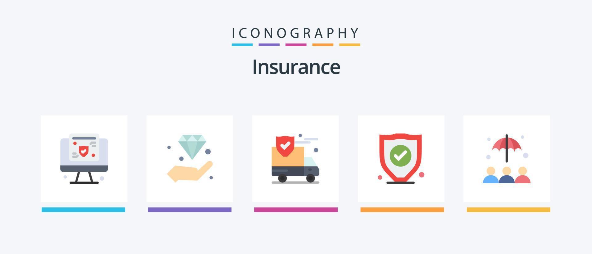 Insurance Flat 5 Icon Pack Including protection. security. invest. protection. van. Creative Icons Design vector