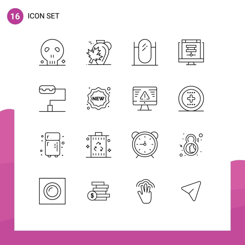 16 Thematic Vector Outlines and Editable Symbols of sever database maple data mirror Editable Vector Design Elements