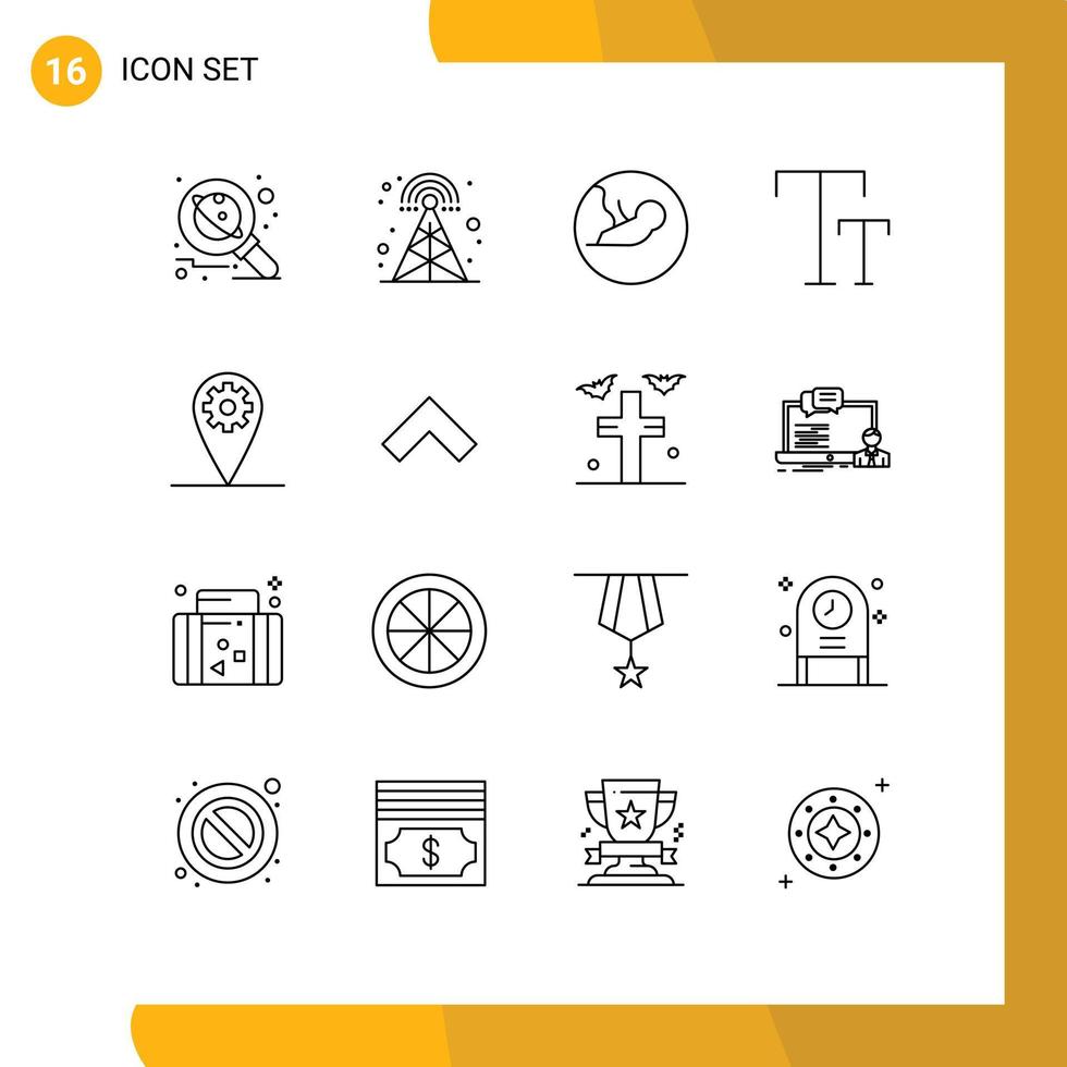 Stock Vector Icon Pack of 16 Line Signs and Symbols for setting text tower caps medical Editable Vector Design Elements