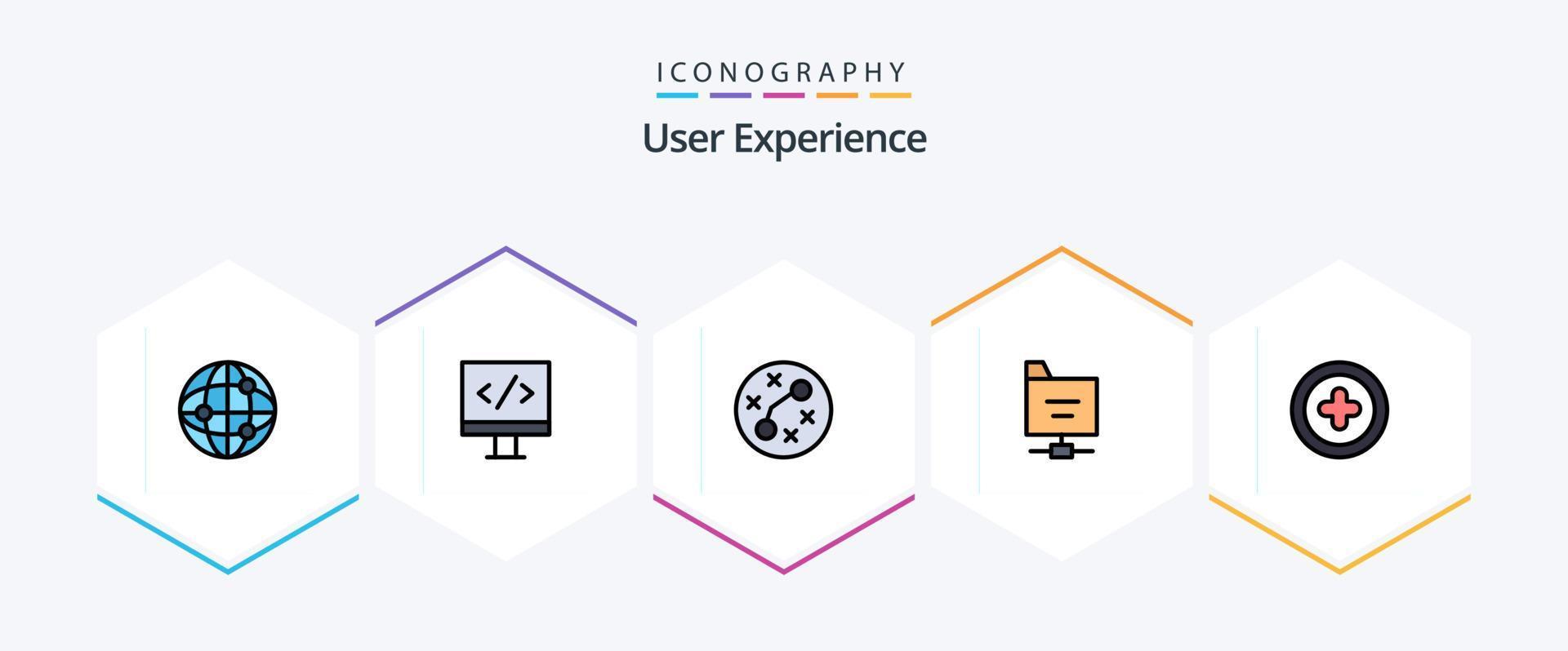 paquete de iconos de 25 líneas completas de experiencia de usuario que incluye . más. infección. agregar. servidor vector