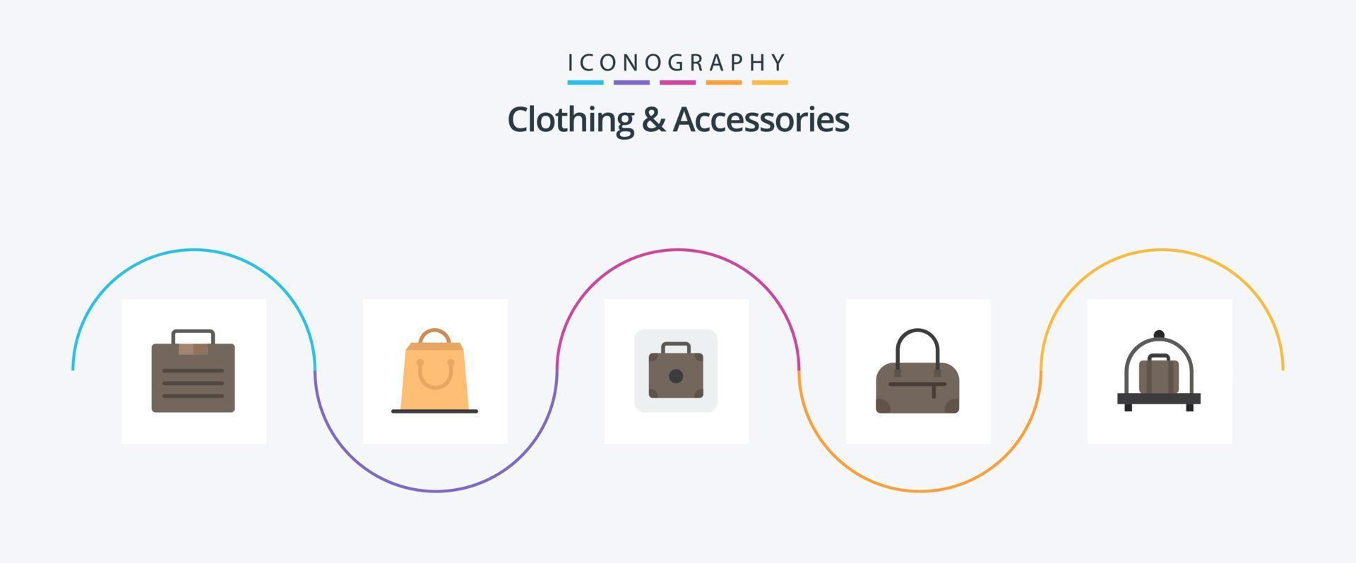 Clothing and Accessories Flat 5 Icon Pack Including . lift. luggage. fashion vector