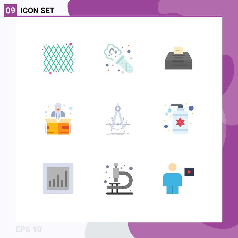 Universal Icon Symbols Group of 9 Modern Flat Colors of compass accure archive precision start Editable Vector Design Elements
