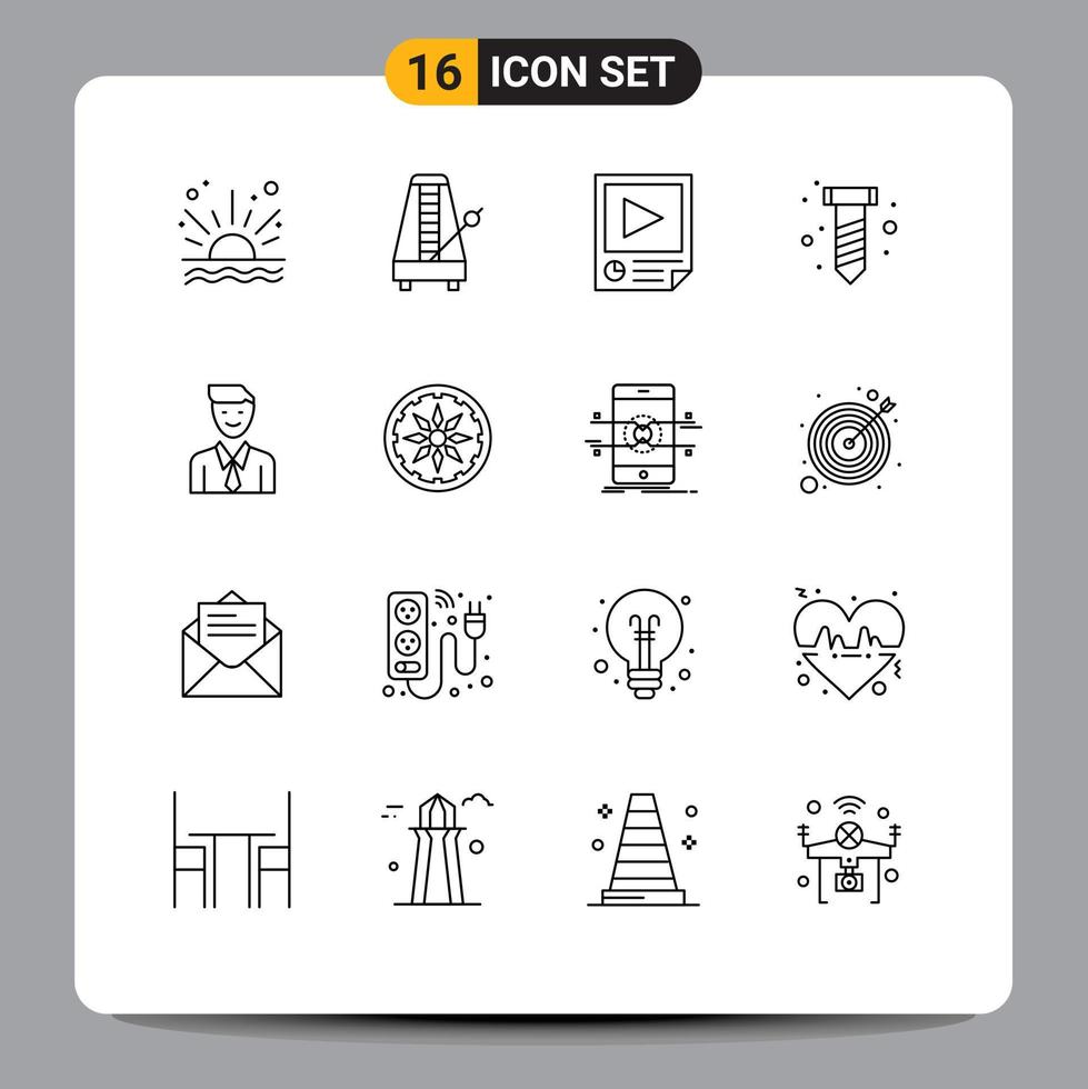 16 Universal Outline Signs Symbols of business hardware sound diy playback Editable Vector Design Elements