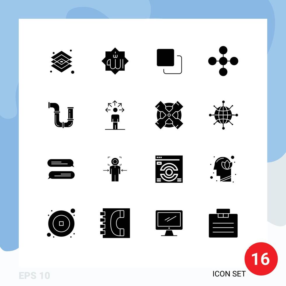 16 Thematic Vector Solid Glyphs and Editable Symbols of share link god central quadruple Editable Vector Design Elements