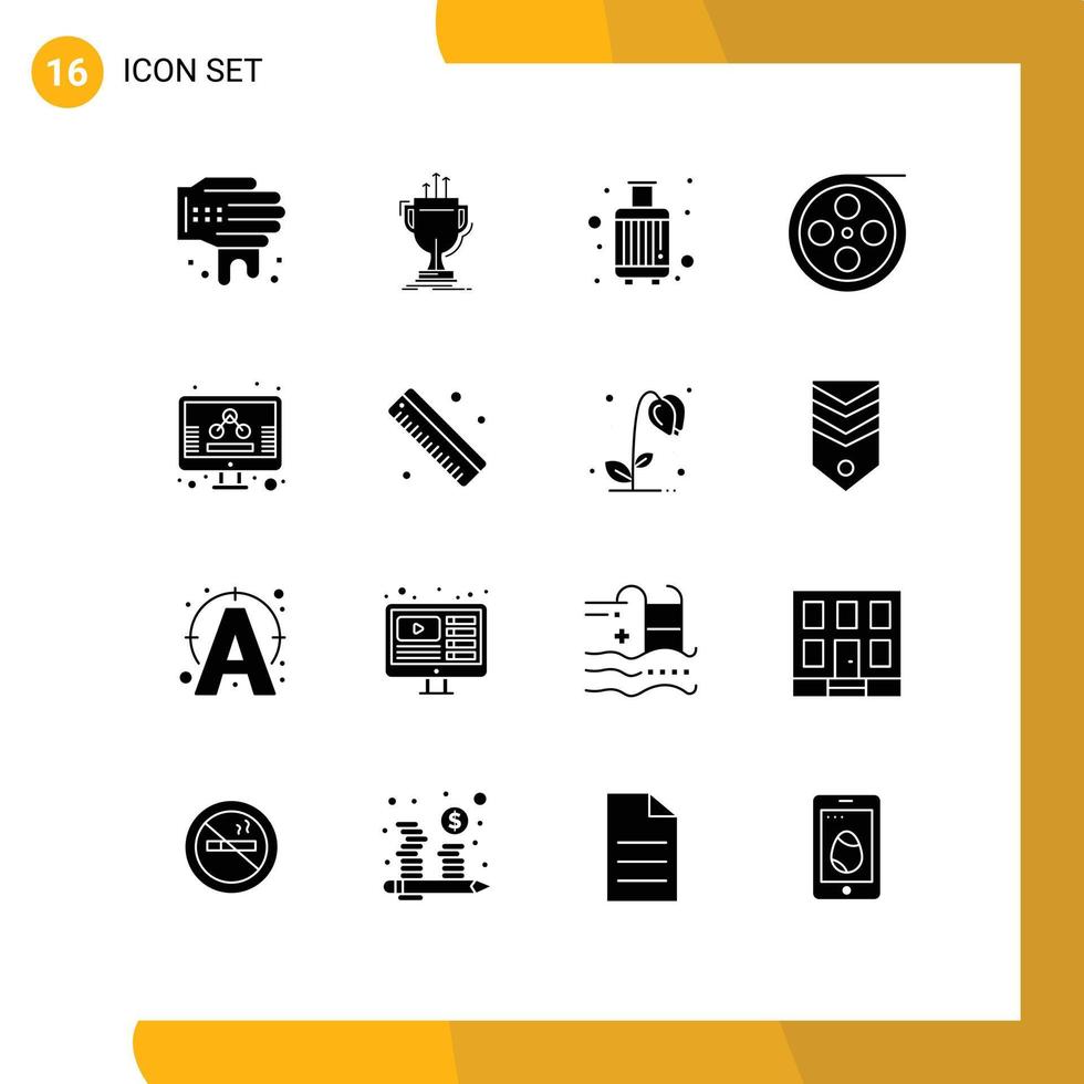 16 iconos creativos signos y símbolos modernos de elementos de diseño vectorial editables de viaje de película de equipaje de rollo de negocios vector
