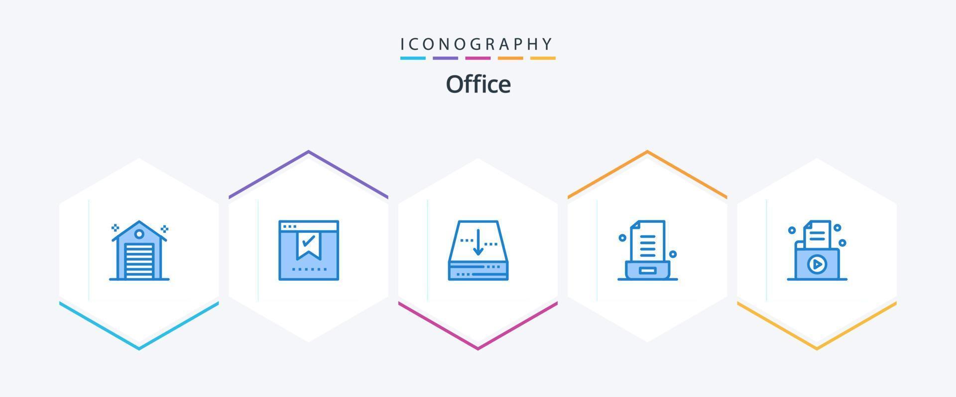 Office 25 Blue icon pack including document. note. okay. letter. down vector