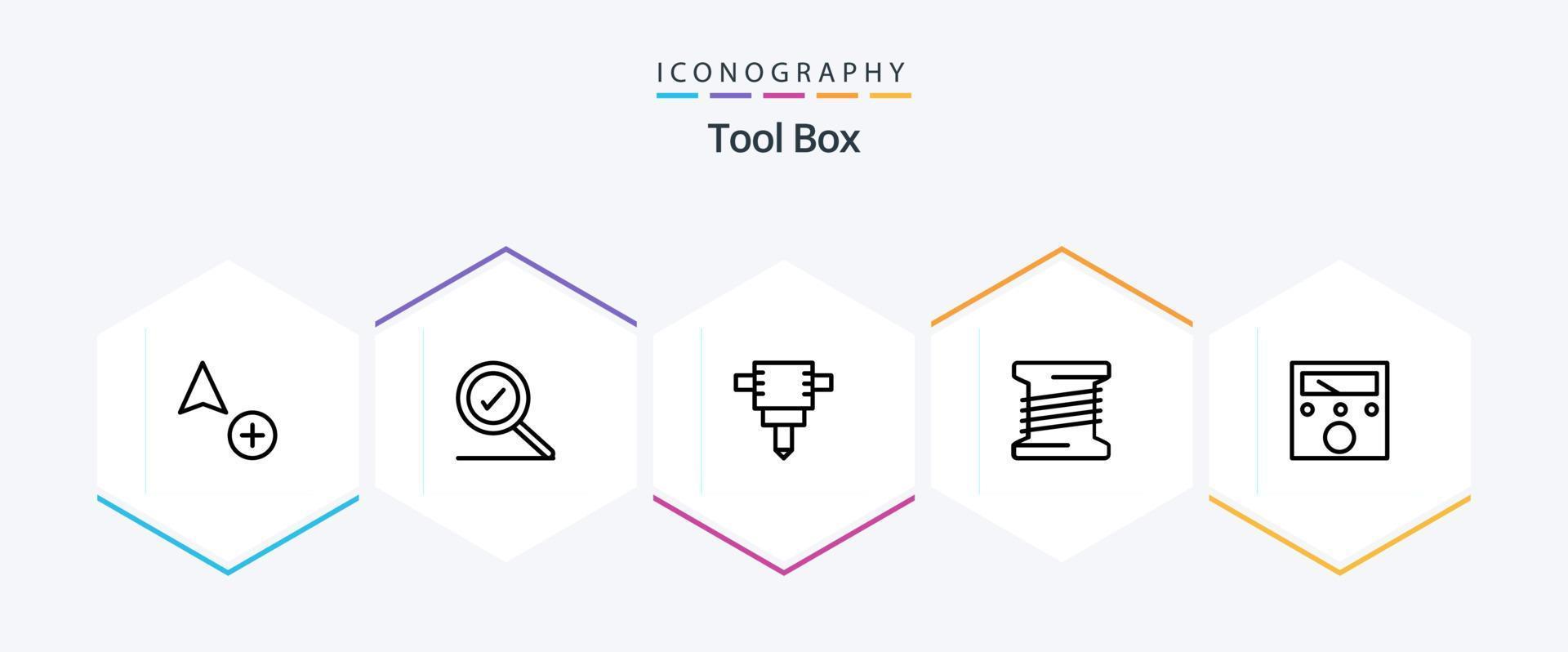 Tools 25 Line icon pack including . coil. voltmeter vector